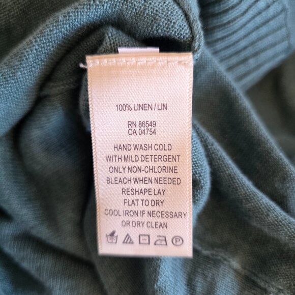 Tommy Bahama Relax Tie Linen Vest Open Cardigan Teal Lightweight Drape Size L - Picture 9 of 9